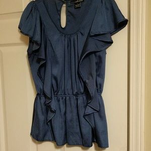 Willi smith silky sexy shiny blue top